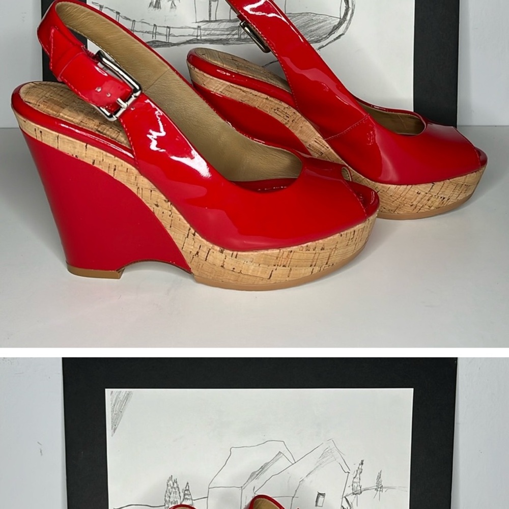 Chic Red Wedge Sandals